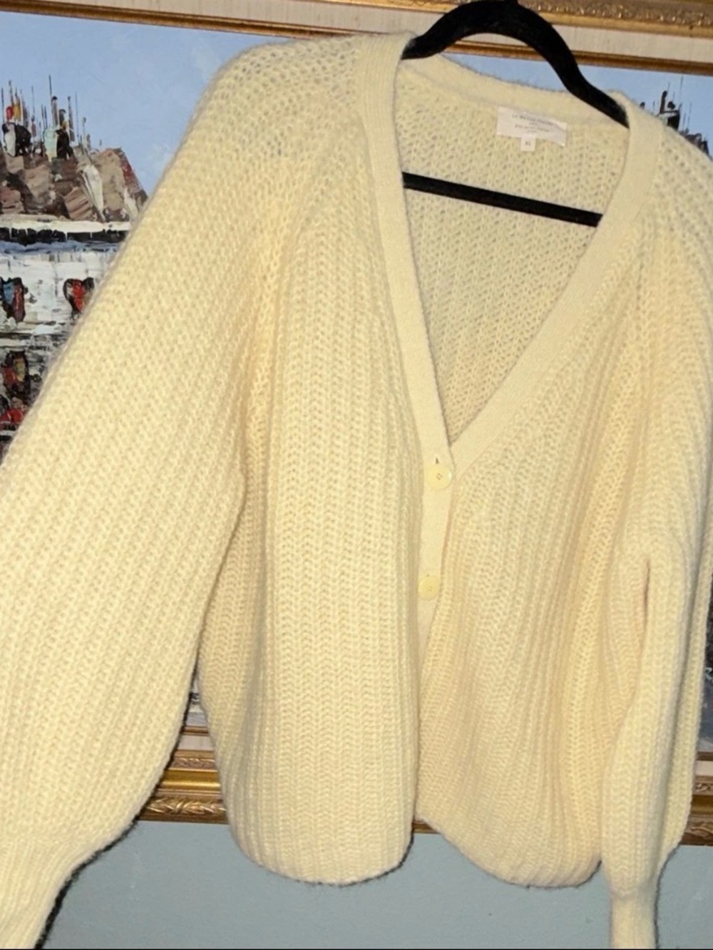 Sezane Cream Chunky V-Neck Button Cardigan - Picture 6 of 7